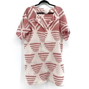 Emerson Fry India Collection Rise Linen Kaftan - OS Geometric Block Print